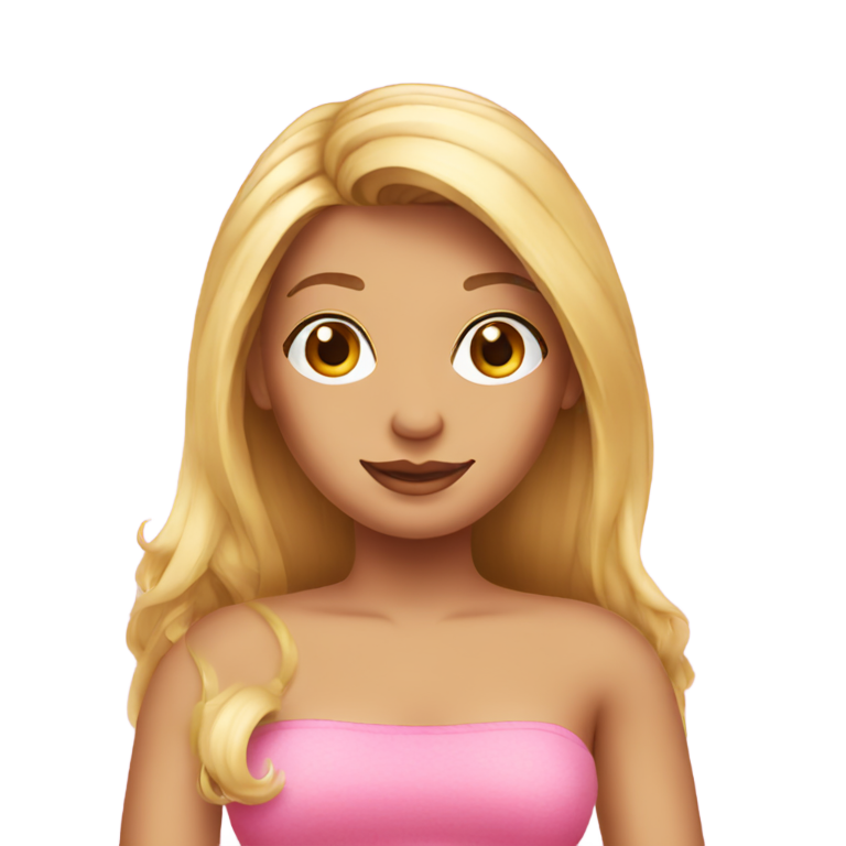 genmoji: Lady wearing a pink tube top with long blond hair