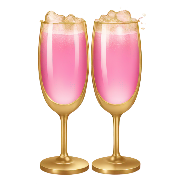 genmoji：Two Pink champagne cheering (cross the tops cheering) in gold glass