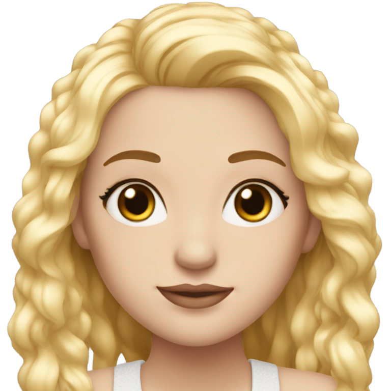 絵文字：make her have white skin and blonde hair with hazel eyes and fake eyelashes