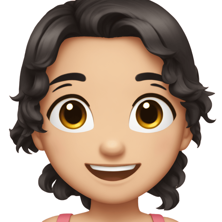 genmoji：可爱的笑脸，黑发，棕色瞳孔，粉嫩的脸颊，宝宝视角。