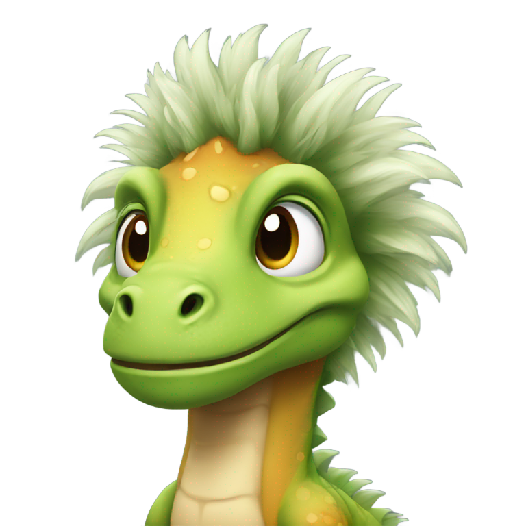 prompt: dinosaur with fluffy hair and long lashes