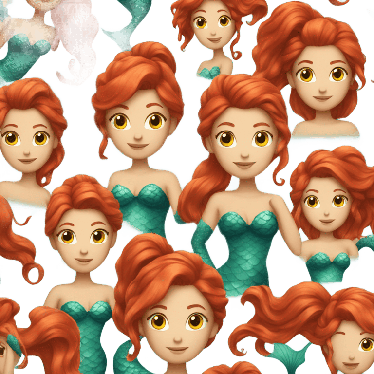 genmoji : Une sirène aux cheveux roux porte une queue de cheval.