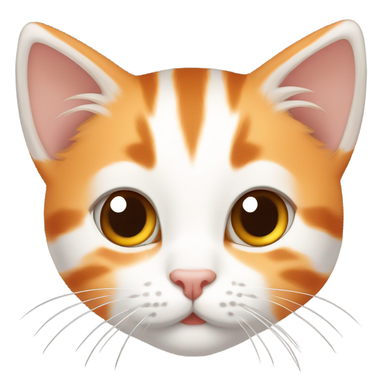 genmoji : Mignon chaton principalement orange avec des rayures plus foncées et des touches de blanc bien ordonnées.
