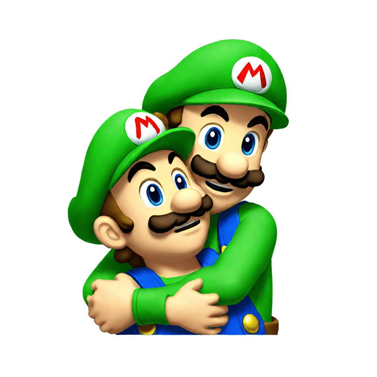 絵文字：mario hugging luigi