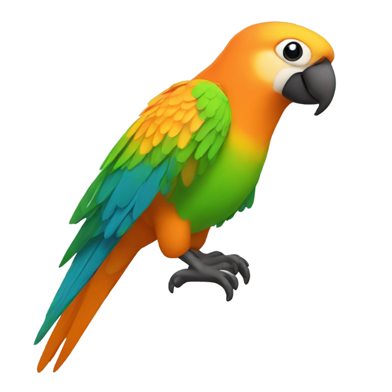 genmoji: Orange parrot with yellow wings and green on the tips of the wings