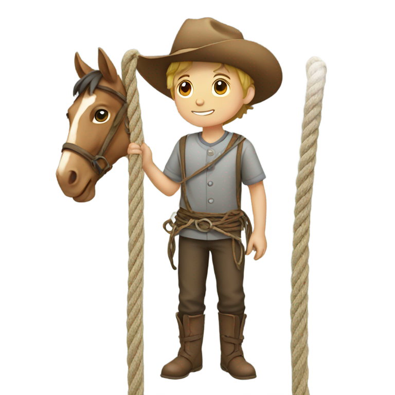 genmoji : Garçon avec des chevaux tenant une corde