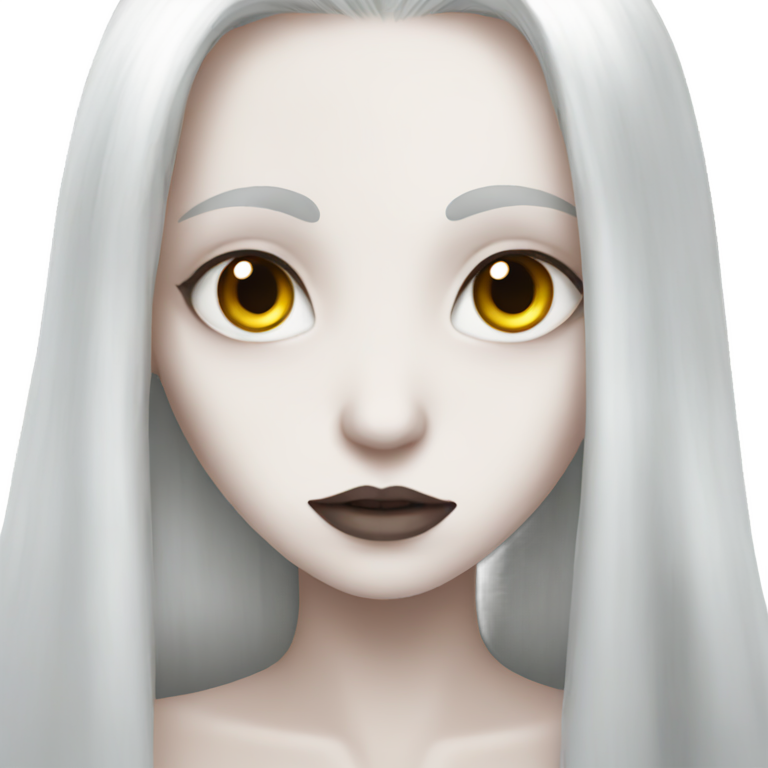 genmoji：淡色吸血鬼，淡褐色眼睛，长长的白发