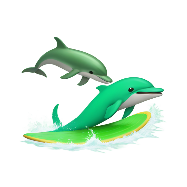 genmoji：绿色海豚和老鼠冲浪