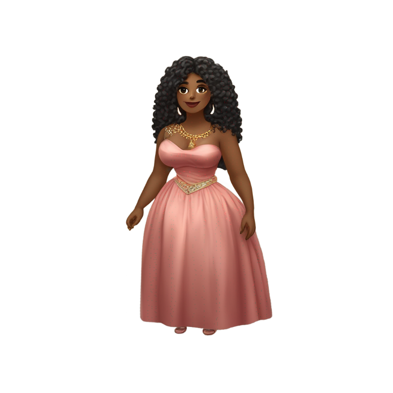 genmoji: Une dame méditerranéenne , corpulente mais adorable, grande et belle, voluptueuse avec de très gros seins, des cheveux noirs longs et ondulés et des bijoux en or. Elle porte une longue doudoune noire et des baskets.