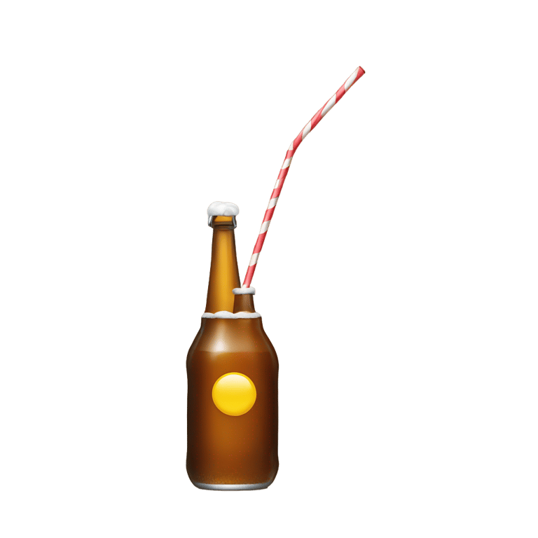 絵文字：Beer bottle with straw in it
