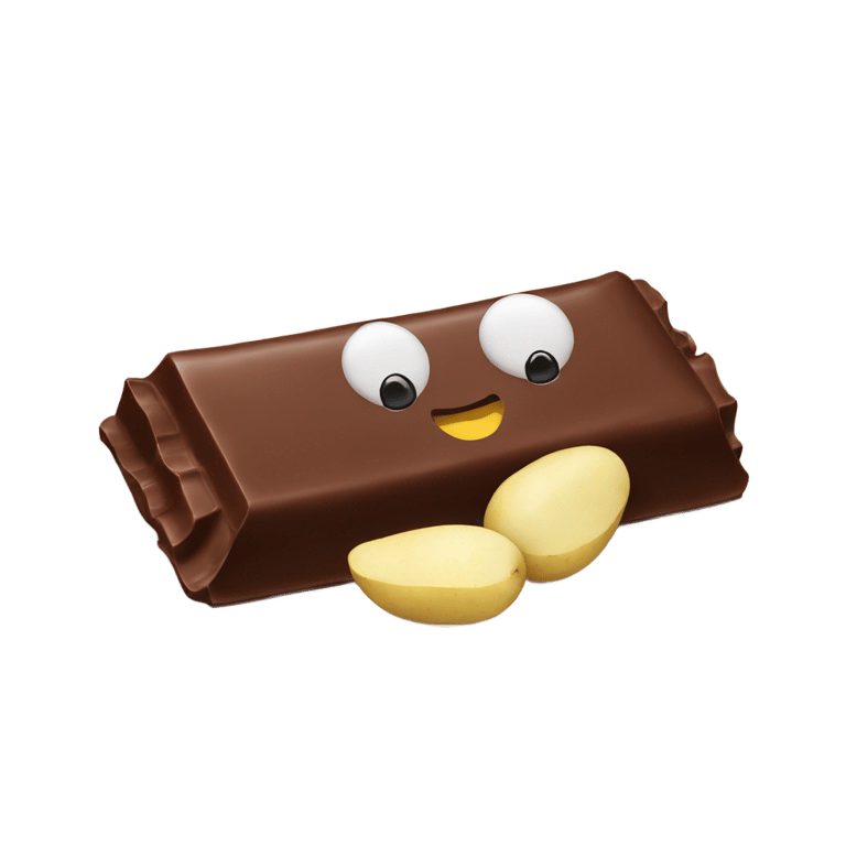 genmoji: A chocolate bar in love with a potato chip