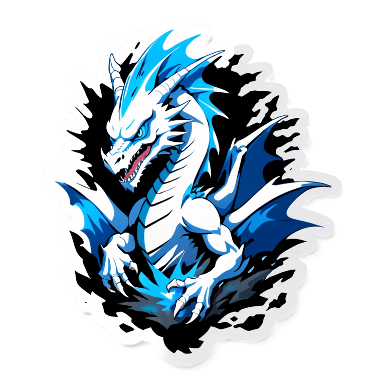 genmoji: blue eyes white dragon explosion