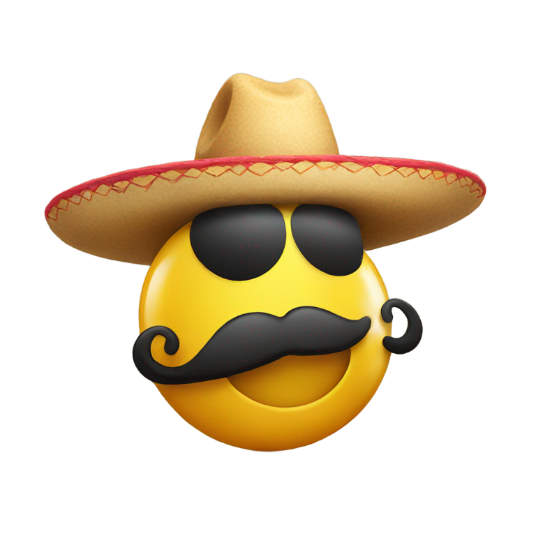 genmoji: smiley emoji with mexican hat and moustache