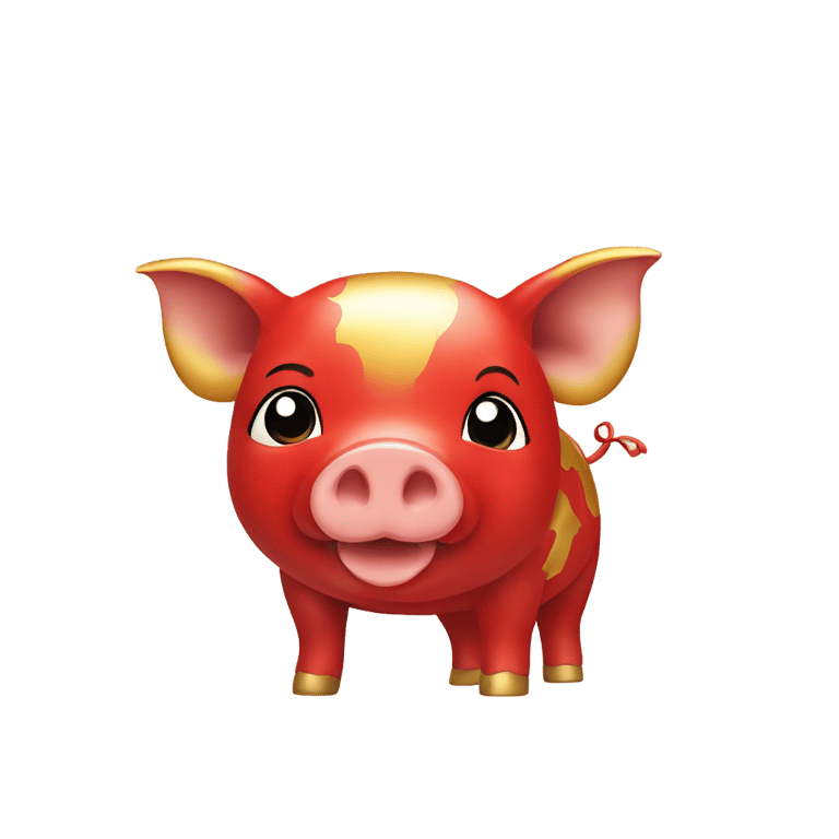 genmoji : A red and gold pig representing the Chinese zodiac