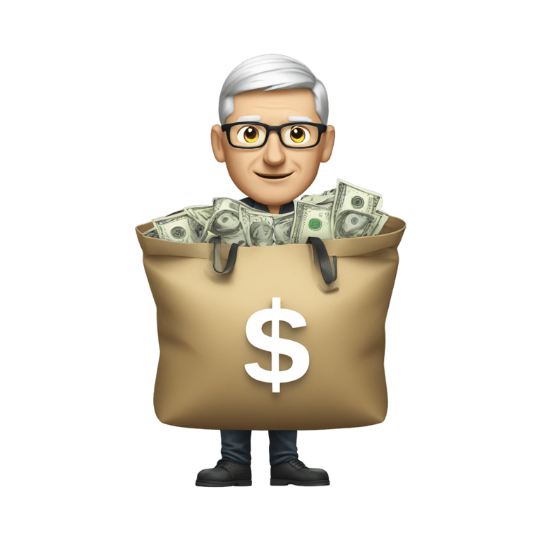genmoji : tim cook with money bag