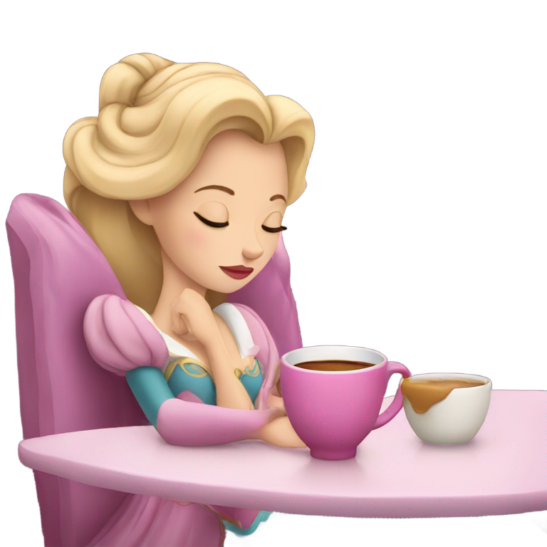 絵文字：エスプレッソを飲む眠れる美女