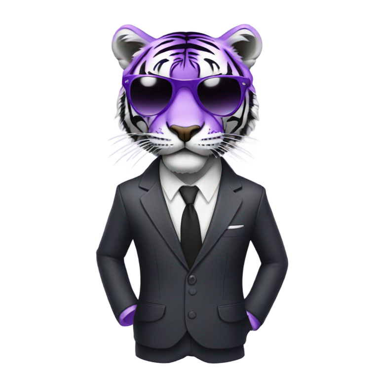 genmoji: A Purple Tiger With with a suit and black sunglasses