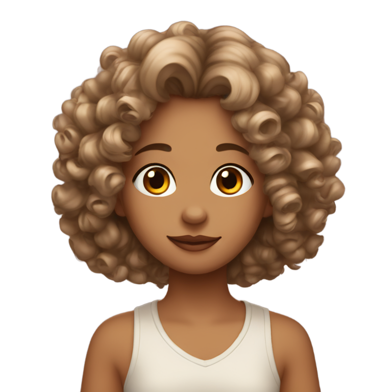 絵文字：カナダ人の茶色い瞳と大きなカーリーヘアの姉妹の軌跡