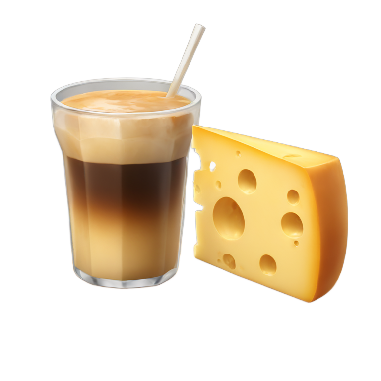 genmoji: Cheese, ice coffee