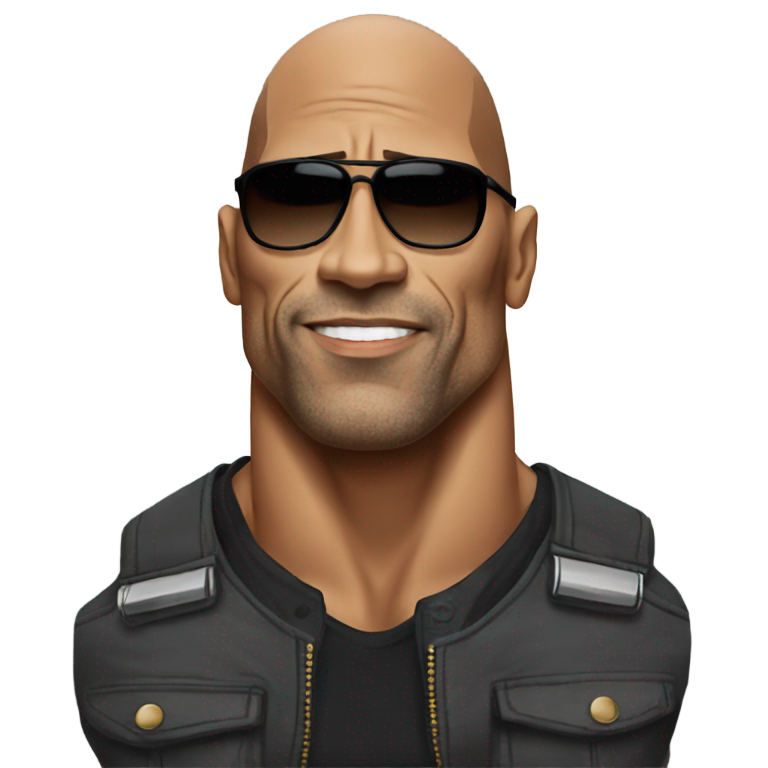 genmoji: the rock wearing poor people clothes