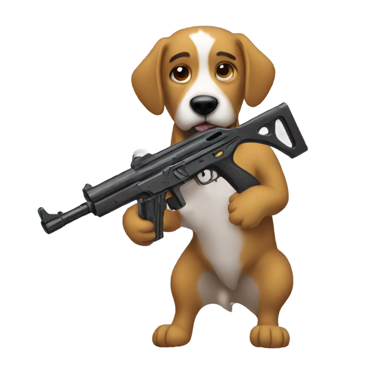genmoji: emo dog holding a gun