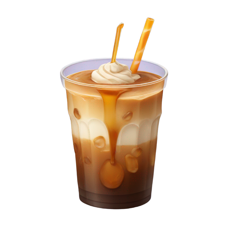 genmoji: iced coffee with caramel