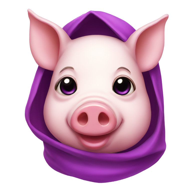genmoji：紫眼戴面纱的猪