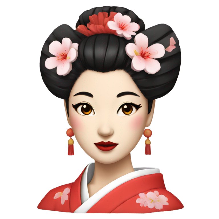 genmoji: halfbody geisha with face makeup