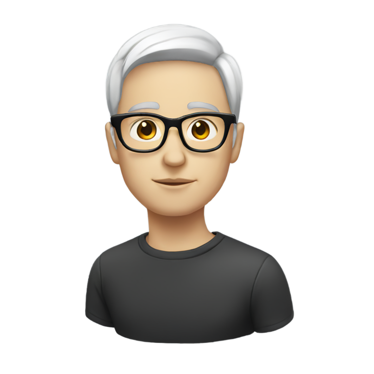 genmoji：白脸短黑发方框眼镜