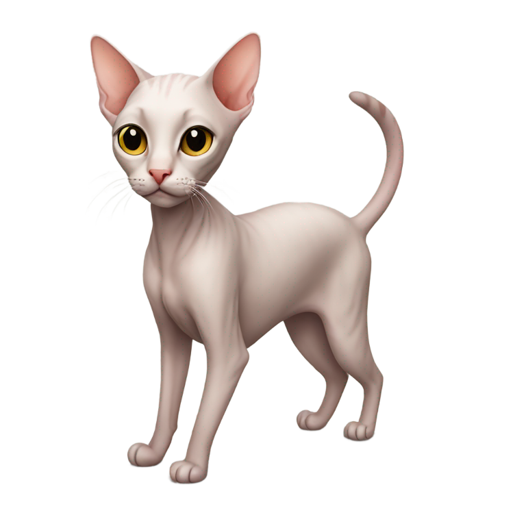 genmoji: ISkinny Hairless cat with 1 tail walking