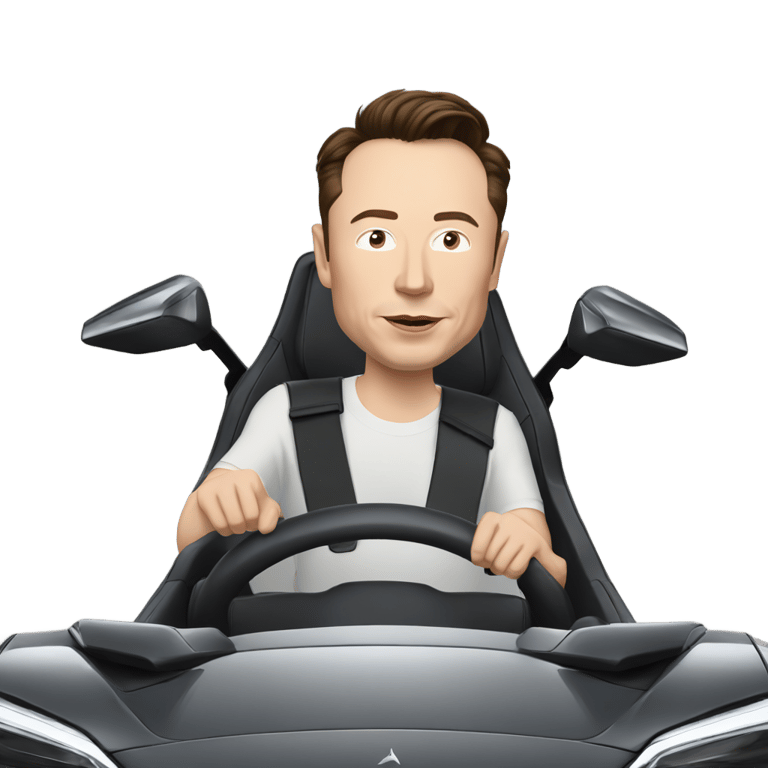 genmoji : Elon Musk conduisant une Tesla