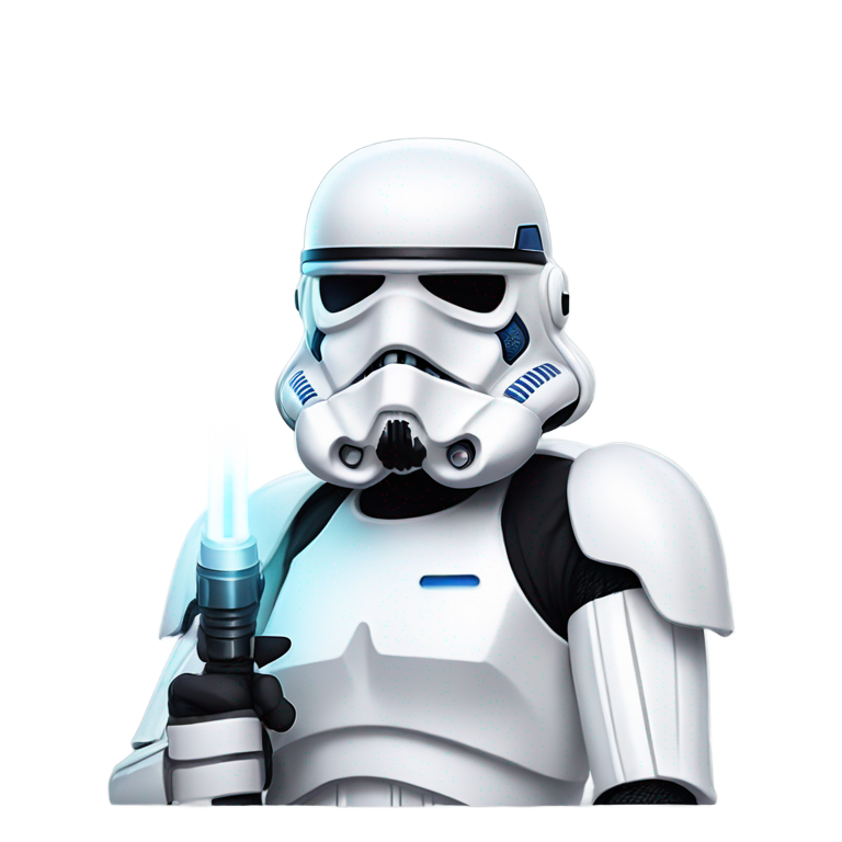 genmoji : Star Wars stormtrooper with lightsaber
