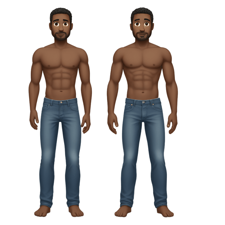 絵文字：man shirtless jeans
