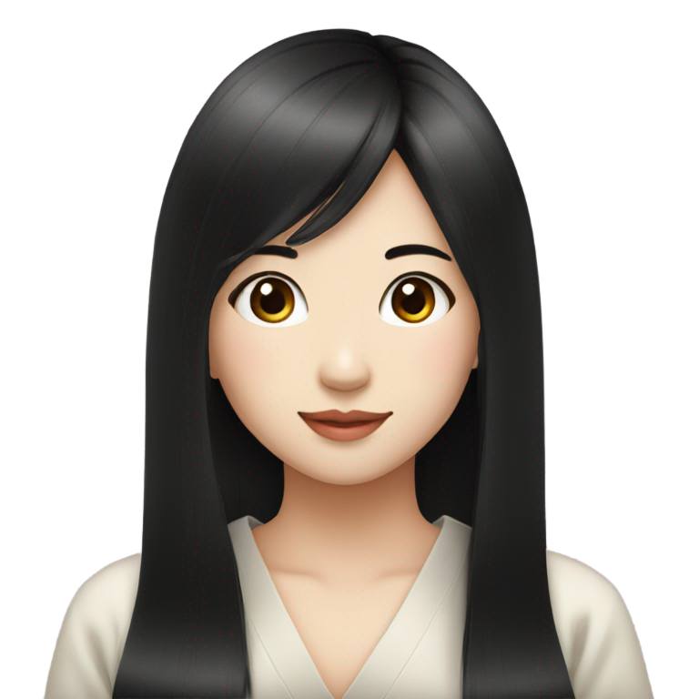 絵文字：美しい日本人女性、ストレートの長い黒髪