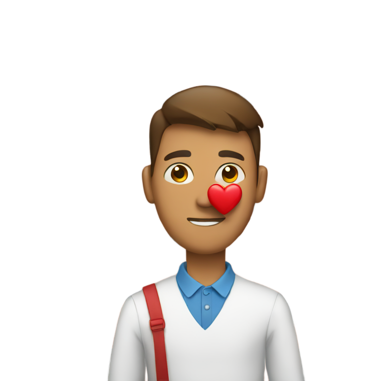 genmoji：一个人在学校大楼周围拿着心形物。