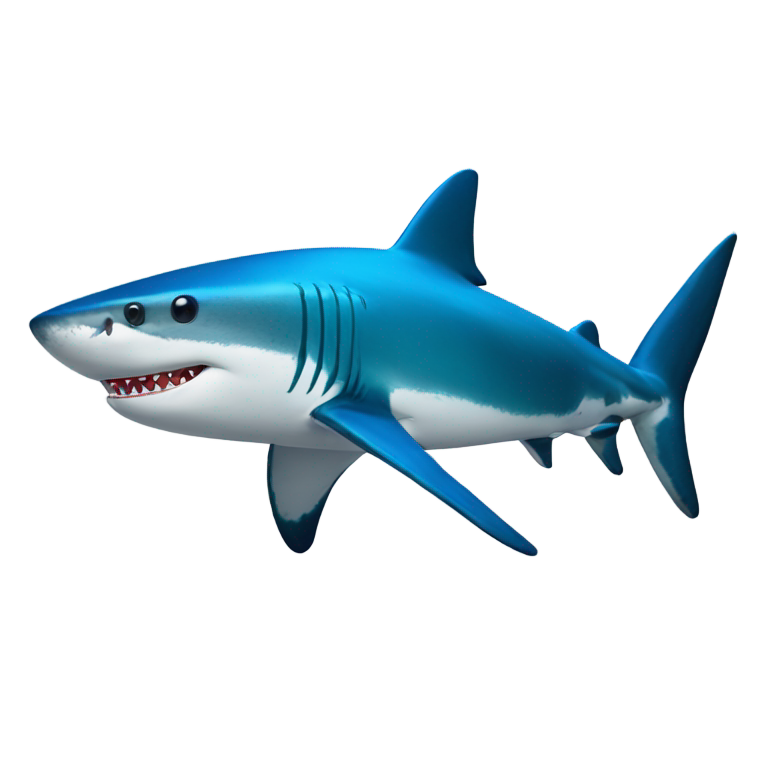 genmoji : Un requin bleu à trois pattes portant des chaussures Nike bleues