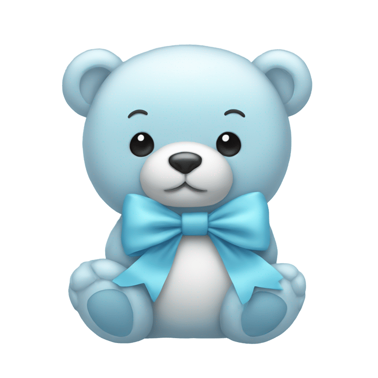 genmoji : pale blue stuffed bear with bow