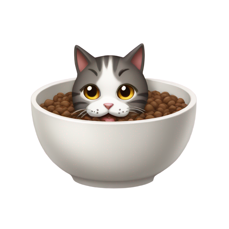 genmoji: A cat eating poop out of a bowl