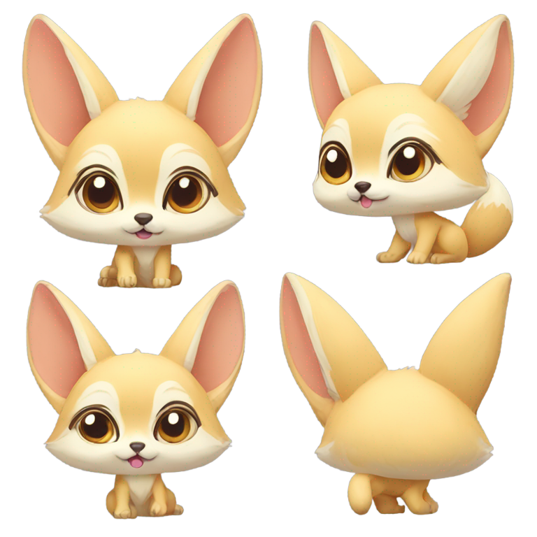 genmoji: Fennec Fox – Tiny body + giant ears = kawaii overload with different posse and different face exercises
