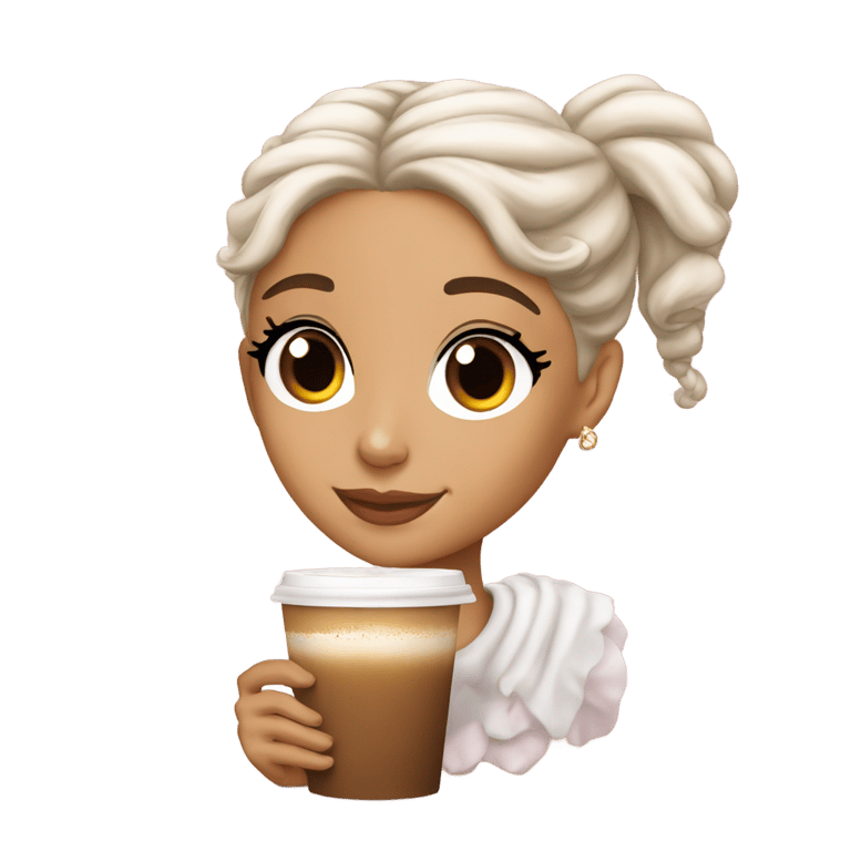 genmoji: ariana grande with a latte