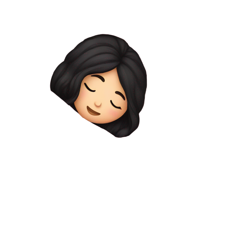 genmoji：黑发白人女孩睡在粉红色毯子下