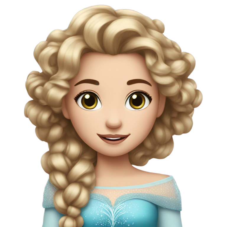 genmoji: A Elsa inpired cute looking girl with. Curly hair open hair