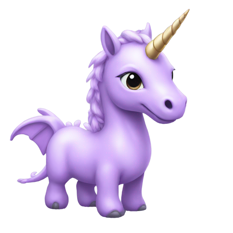 genmoji: A small really light purple unicorn dragon