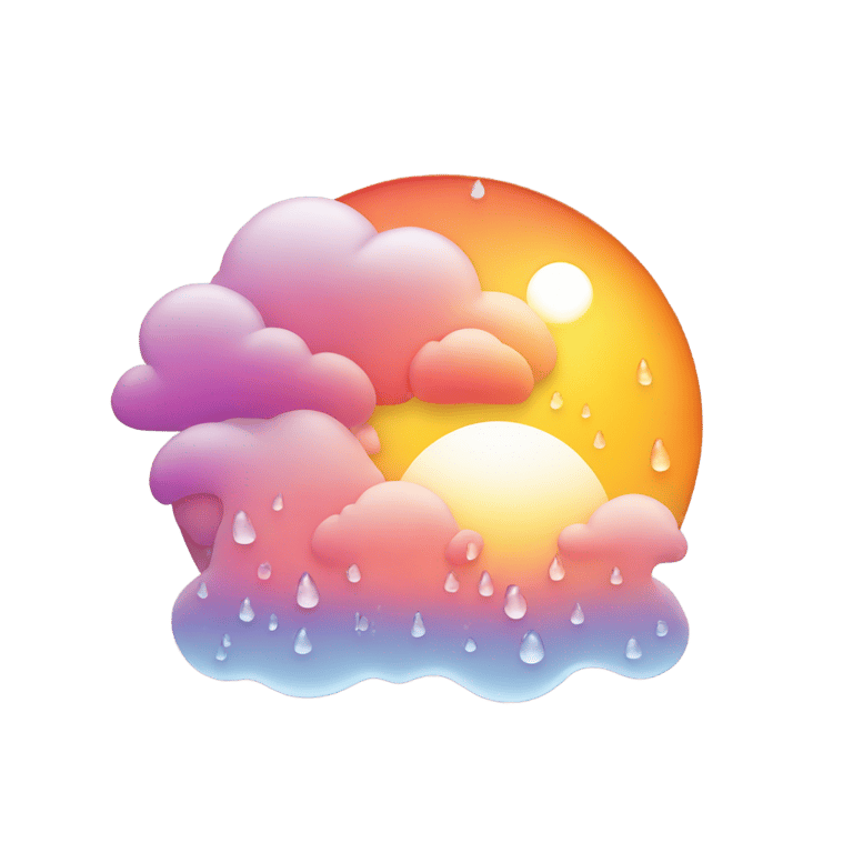 絵文字：Logo with Sunset and raindrops and snow