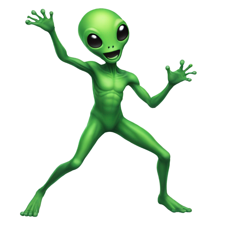 genmoji: A green alien dancing
