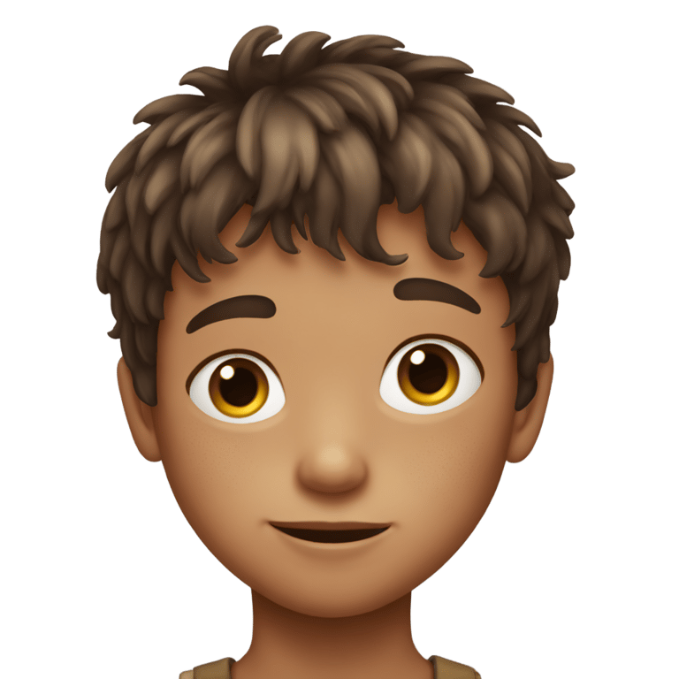 genmoji : Petit garçon avec une frange brune et des taches de rousseur