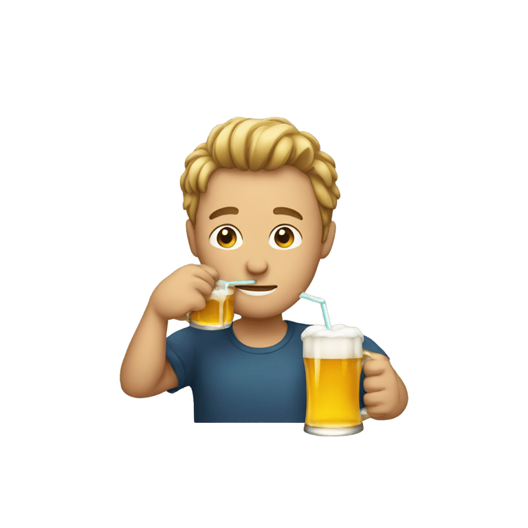 絵文字：Man drinking beer with straw