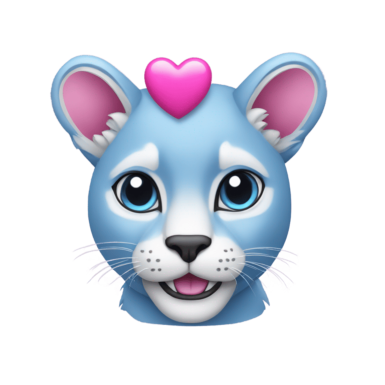 genmoji：蓝色美洲狮抱着粉红心
