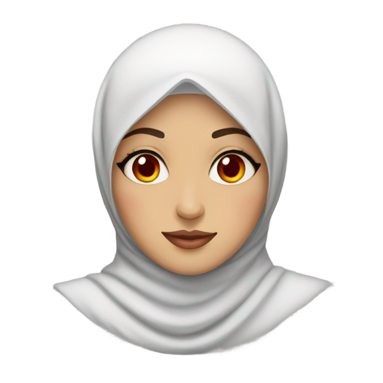 絵文字：hijabi with red hearts for eyes