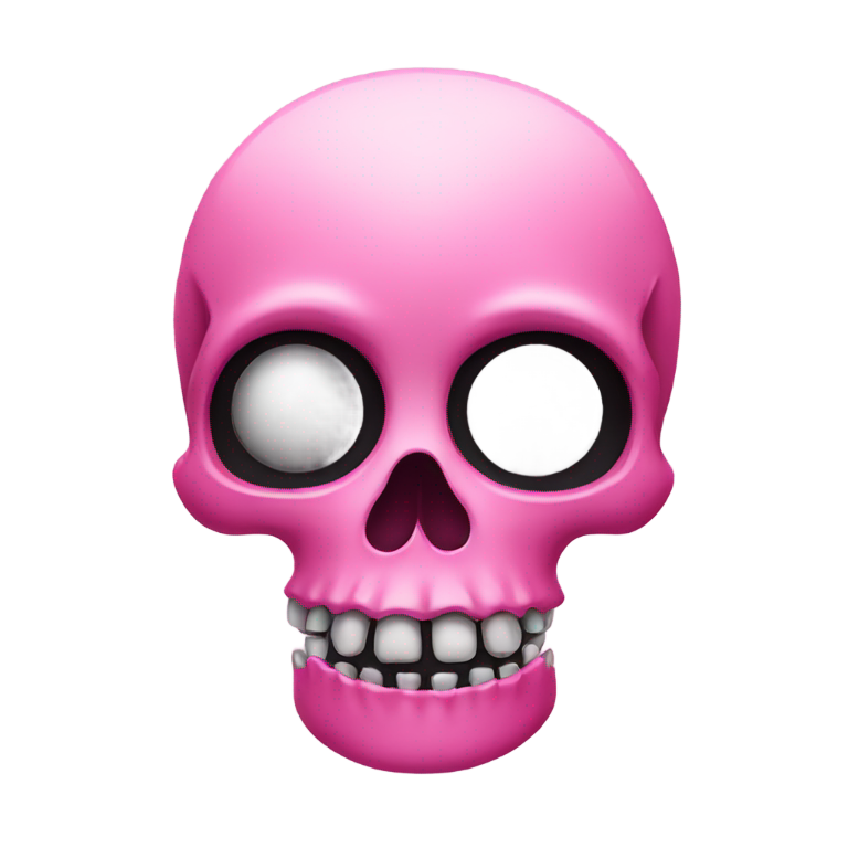 genmoji：粉色骷髅头表情符号，黑色眼窝